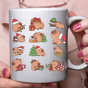 🎄 Merry Christmas 11 oz White Mug - Funny Capybara Holiday Gifts 🎅